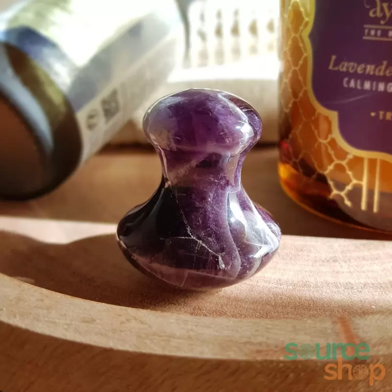 Pierre massage champignon en améthyste - Gua Sha