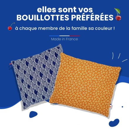 Coussin bouillotte BIO de noyaux de cerises - Artisanal & Français