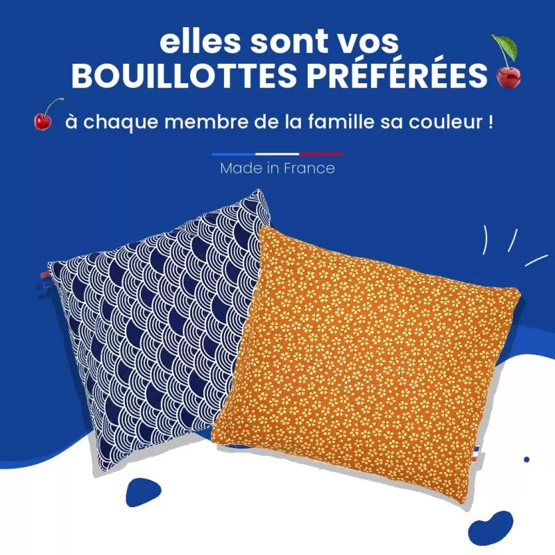 Coussin bouillotte sèche de noyaux de cerises - Artisanal & Français - BIO