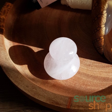 Pierre massage champignon en quartz rose - Gua Sha