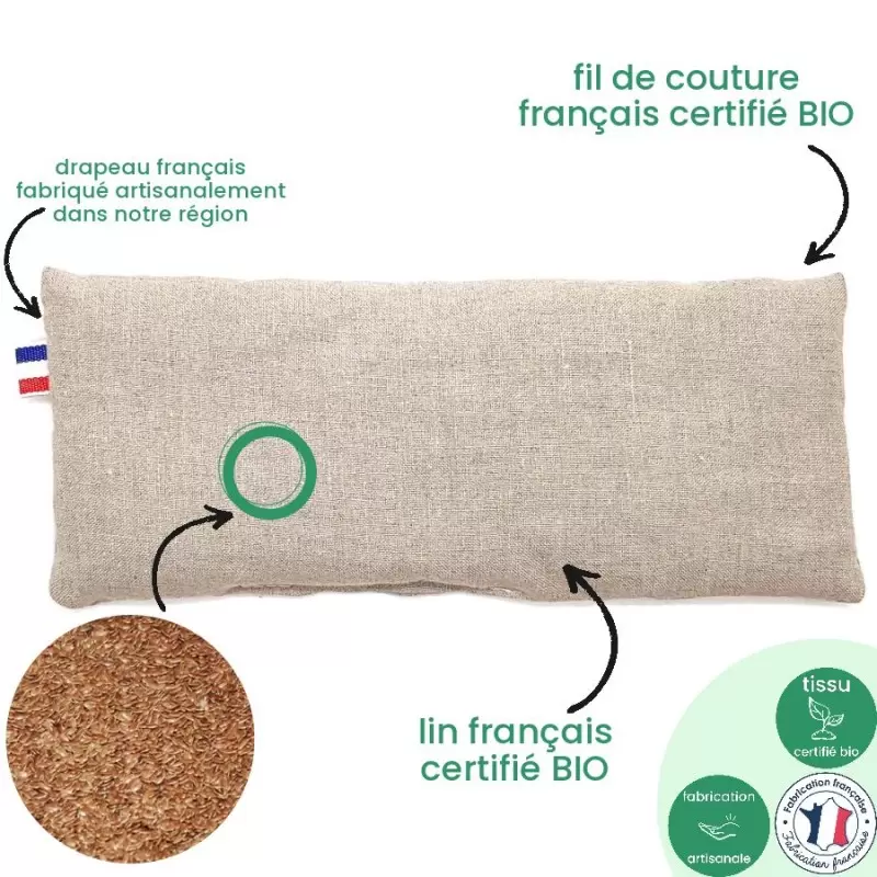 Petite bouillotte pour yeux BIO en graines de lin