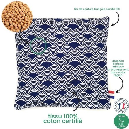 Coussin bouillotte BIO de noyaux de cerises - Artisanal & Français