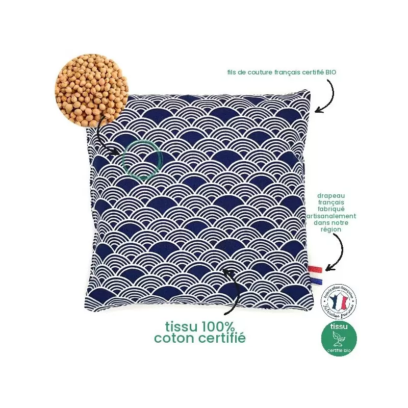 Coussin bouillotte BIO de noyaux de cerises - Artisanale & Française