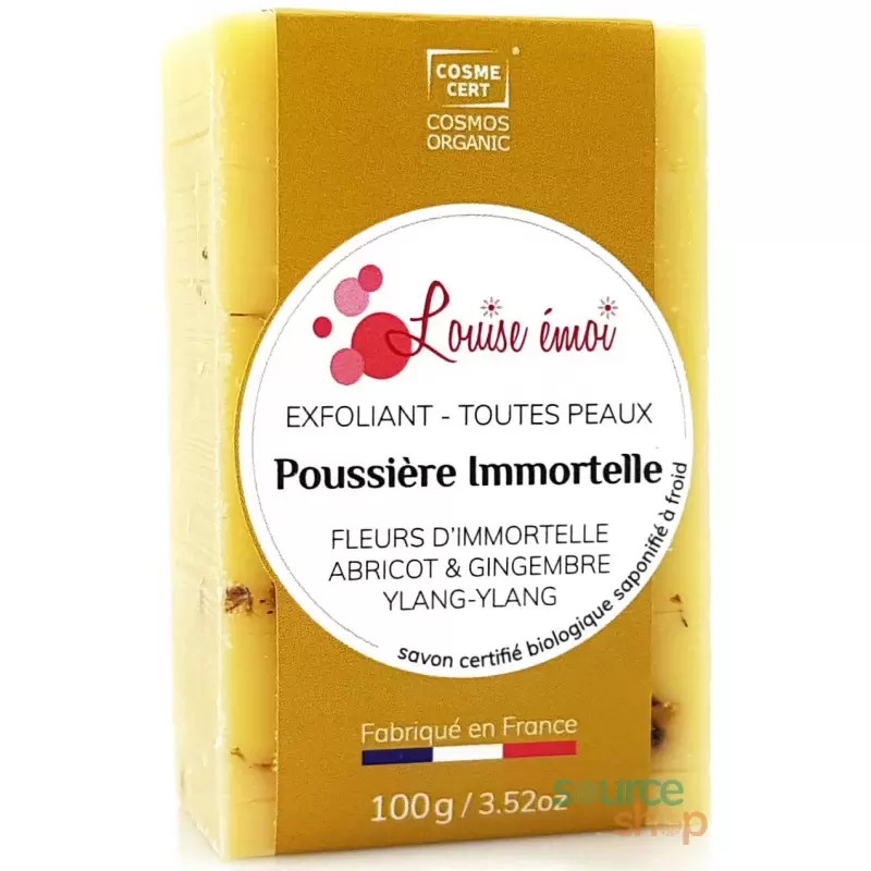Savon exfoliant BIO à l'immortelle - Poussière d'immortelle - Louise émoi