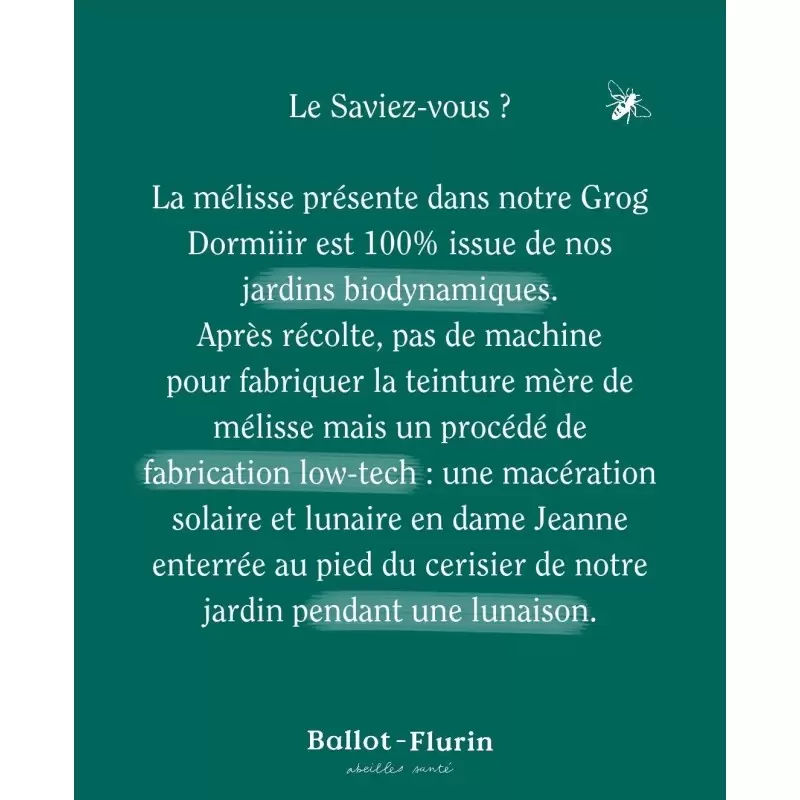 Grog Sommeil Bio au Miel & Mélisse "Dormiiir!" | Ballot-Flurin