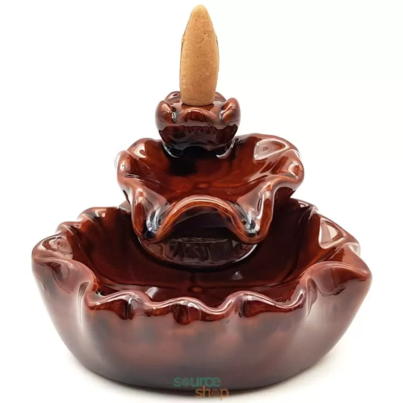 Brûle encens à refoulement Lotus rouge en céramique - Backflow