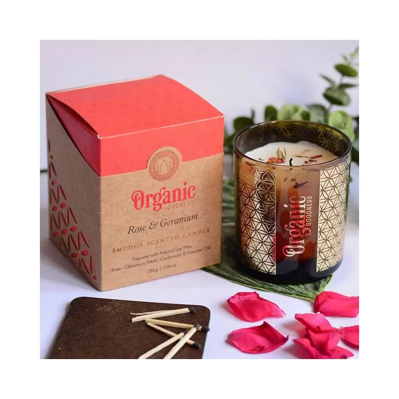 Bougie ayurvédique Rose & Géranium - vegan - Organic Goodness