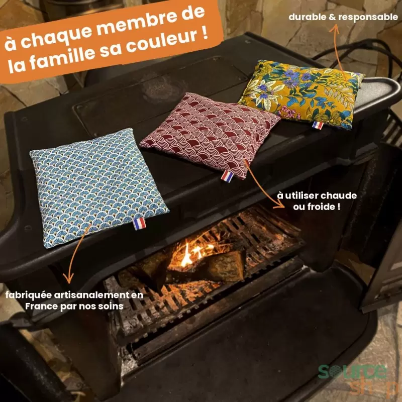 Coussin bouillotte sèche de noyaux de cerises - Artisanal & Français - BIO