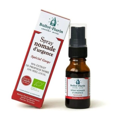 Spray gorge BIO Nomade d'urgence à la Propolis noire - Ballot-Flurin