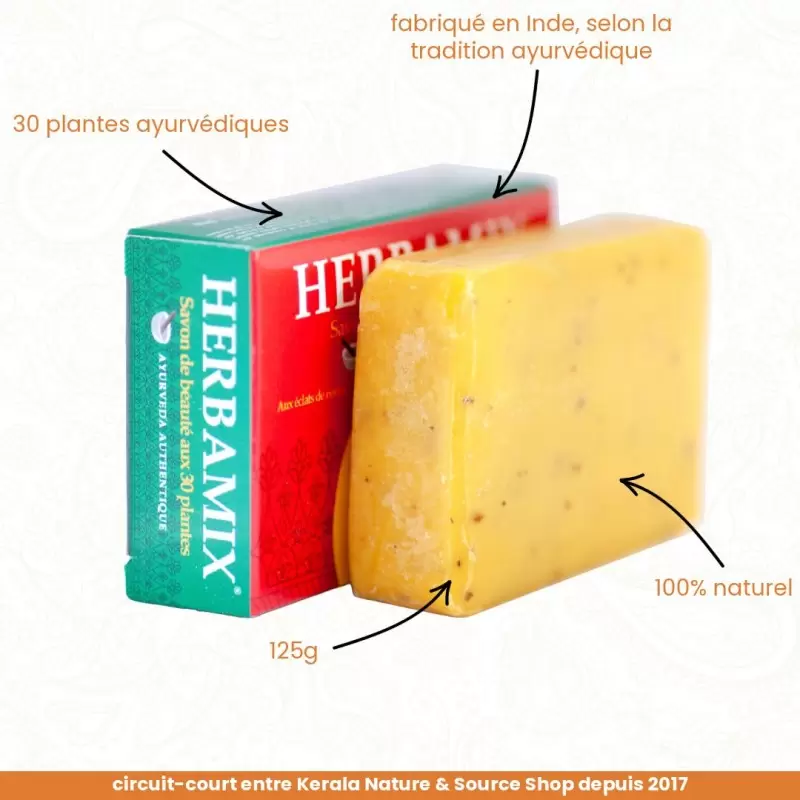 Savon ayurvédique Herbamix aux 30 plantes - 125g - Kerala Nature