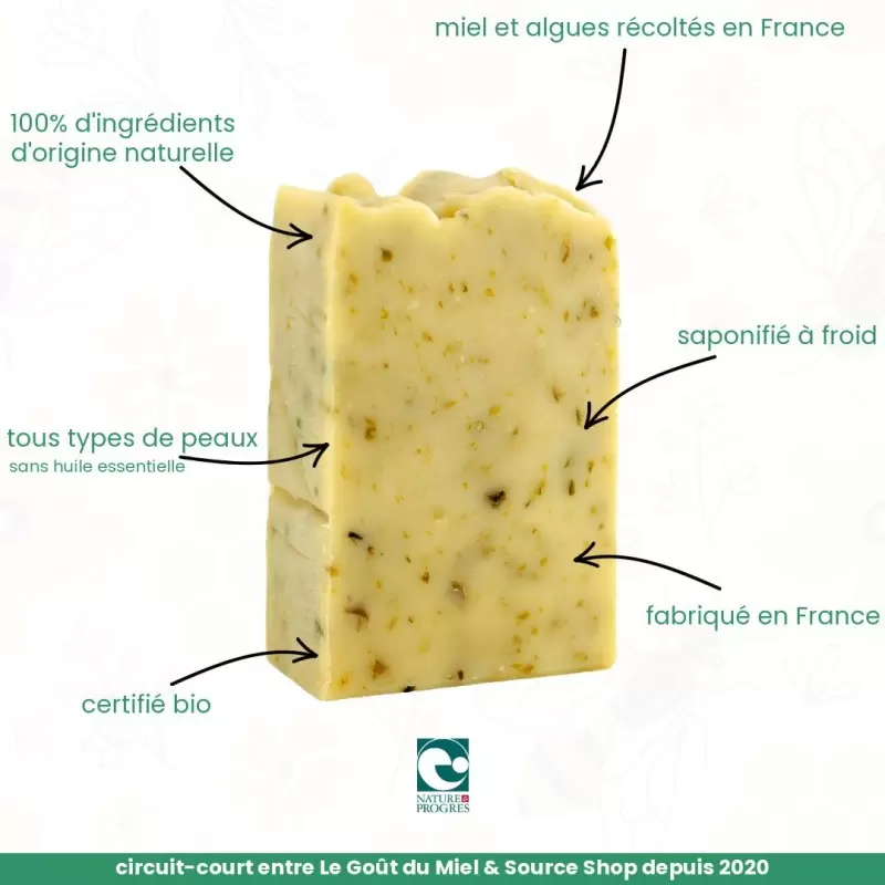 Savon BIO aux algues de Bretagne - sans HE - Le Goût du Miel