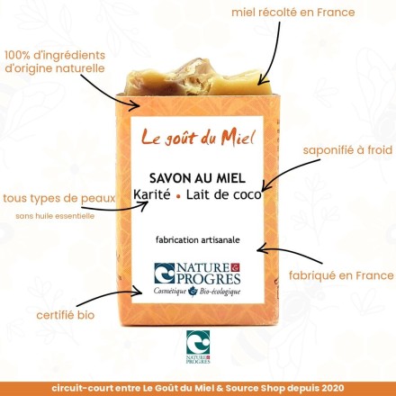 Savon BIO au miel, karité & lait de coco - sans HE - Le Goût du Miel