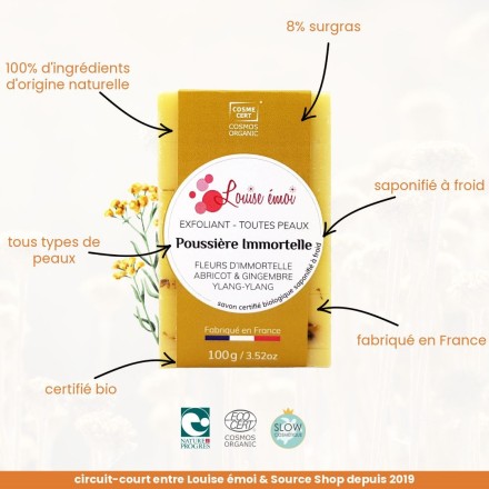 Savon exfoliant BIO Poussière d'immortelle - Louise émoi