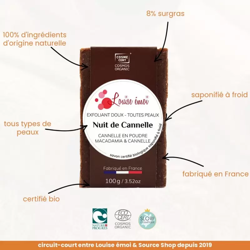 Savon exfoliant Bio cannelle Nuit de Cannelle | Louise émoi