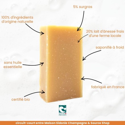 Savon BIO au lait d'ânesse - neutre - Maison Sidonie Champagne