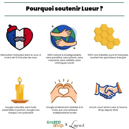 Bougie en cire d'abeille - sans huile essentielle