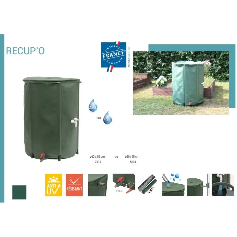 Récupérateur d'eau de pluie pliable - 250L ou 500L - EDA