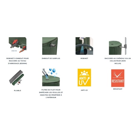 Récupérateur d'eau de pluie pliable - 250L ou 500L - EDA