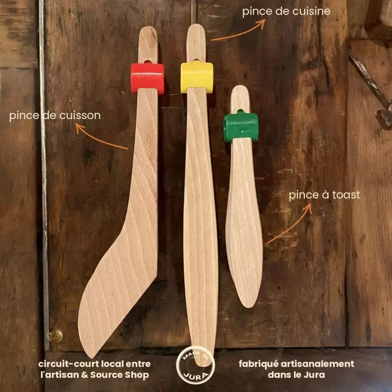 Pince de cuisine en hêtre du Jura - Artisanale & Locale