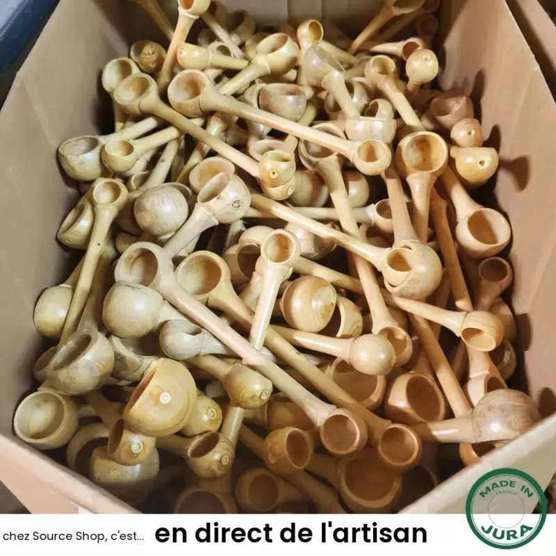 Cuillère doseuse à épices double en buis du Jura - Artisanale & Locale
