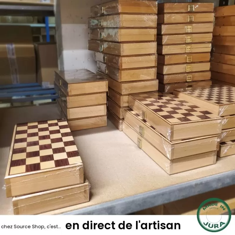Coffret Jeu de Dames en buis du Jura - Artisanal & Local