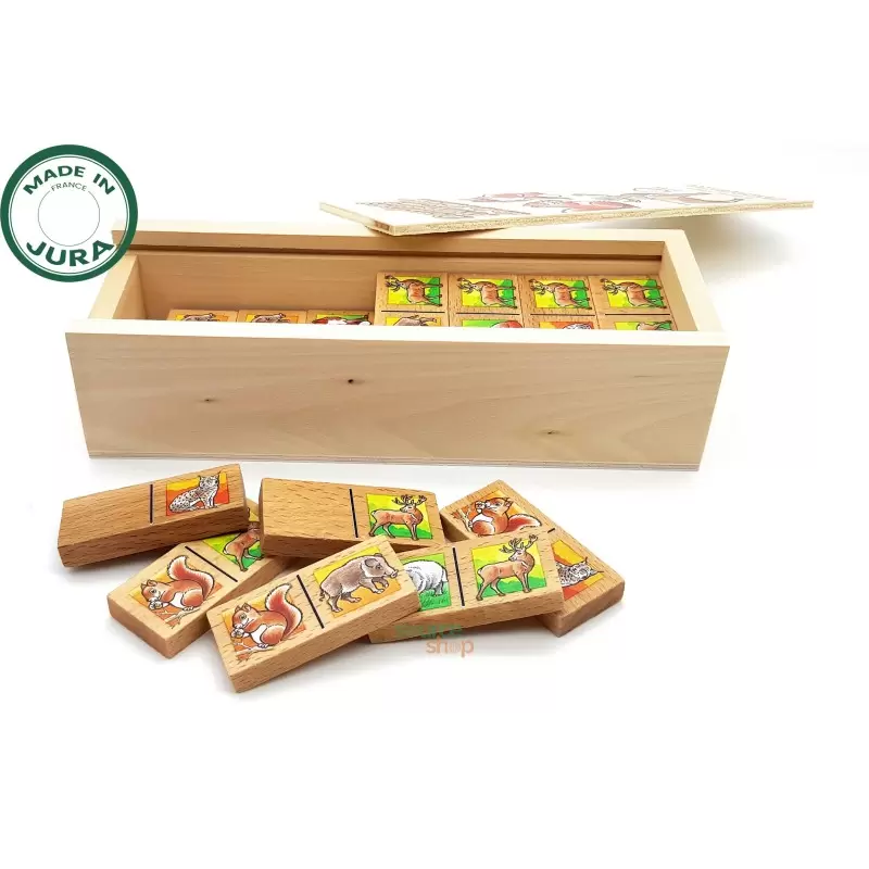 Domino "Animaux de la Forêt" en Tilleul & Hêtre du Jura - Artisanal