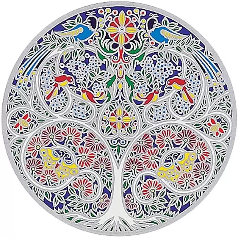 Grand adhésif / sticker attrape-soleil Arbre de vie vitrail