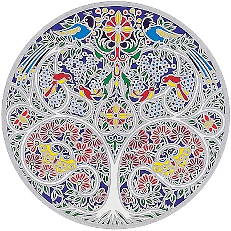 Grand adhésif / sticker attrape-soleil Arbre de vie vitrail