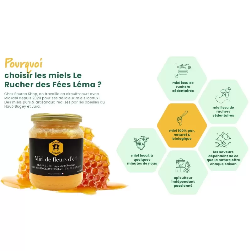 Miel de fleurs d'été du Haut-Bugey - 500g - Le Rucher des Fées Léma