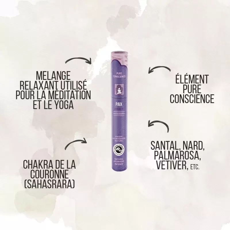 Encens ayurvédique - Paix - Pure Conscience - Les Encens du Monde
