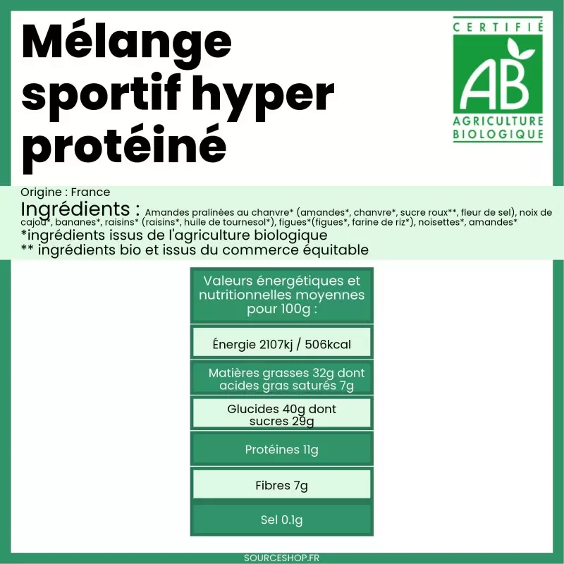 Mélange sportif hyper protéiné BIO en vrac