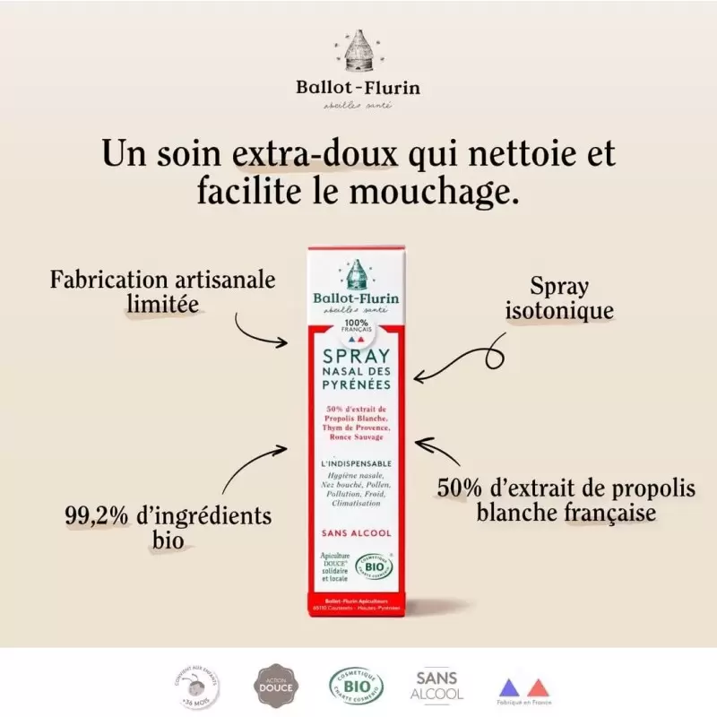 Spray Nasal des Pyrénées Bio à la Propolis blanche | Ballot-Flurin