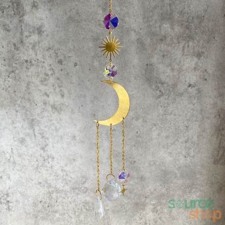 Attrape-soleil Lune avec cristaux - Mobile
