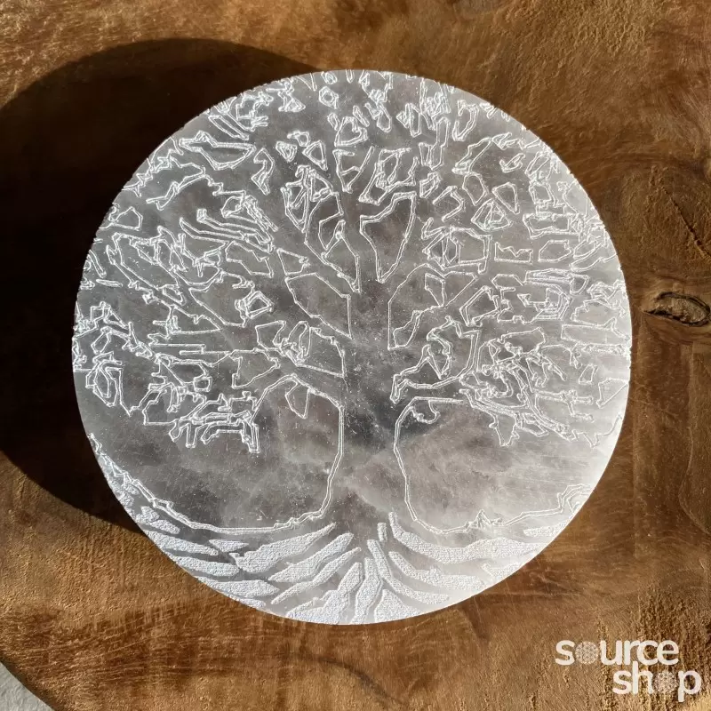 Plaque de rechargement en sélénite Arbre de Vie