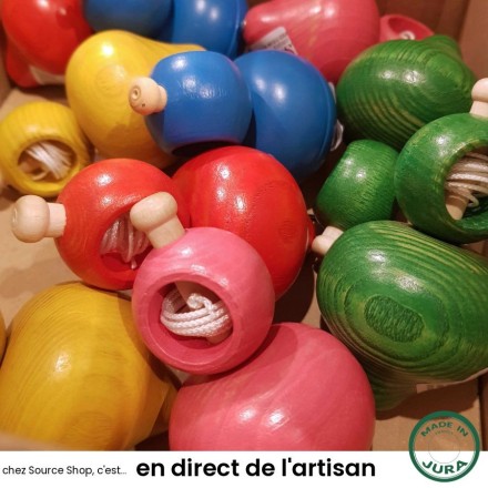 Toupie à ficelle en bois du Jura - Artisanale & Locale