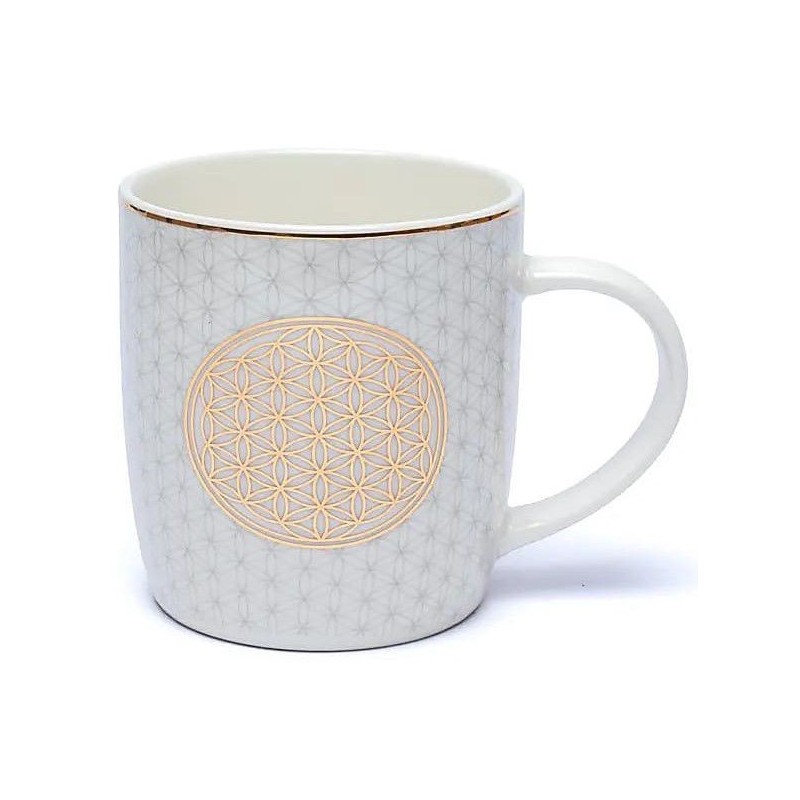 Mug à infusion en porcelaine Fleur de Vie  or + filtre en inox