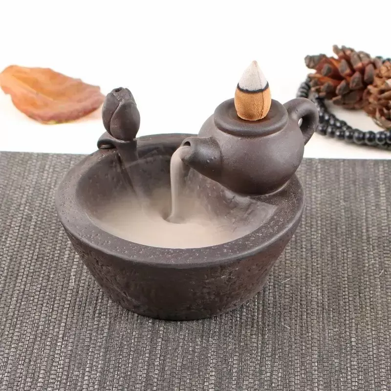 Brûle encens à refoulement Théière en terre cuite - Backflow