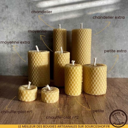 Bougie en cire d'abeille - sans huile essentielle - Made in France