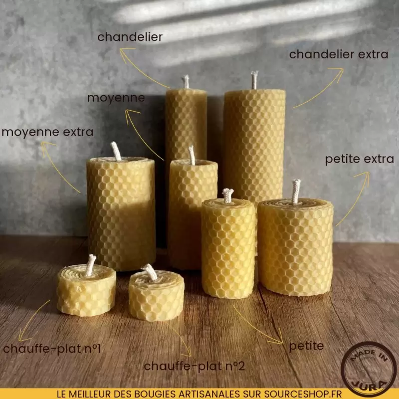 Bougie en cire d'abeille - sans huile essentielle - Made in France