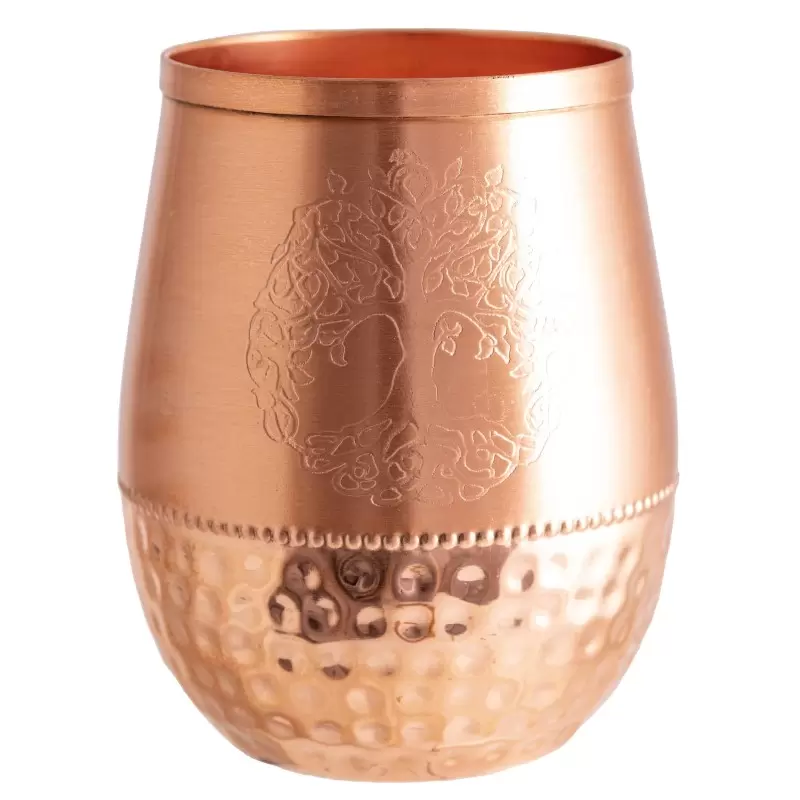 Gobelet cuivre martelé Arbre de Vie gravé - 450ml