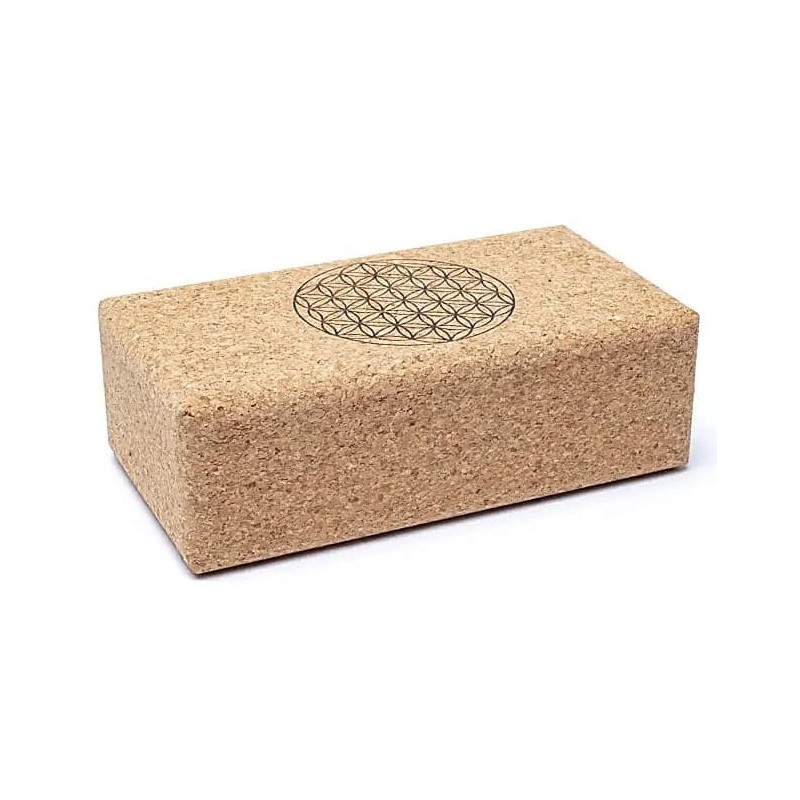 Bloc de yoga en liège Fleur de Vie - 23 x 12 x 7.5cm