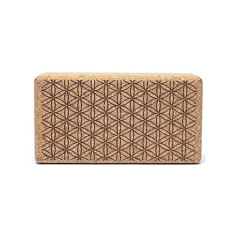 Bloc de yoga en liège Fleur de Vie - 23 x 12 x 7.5cm