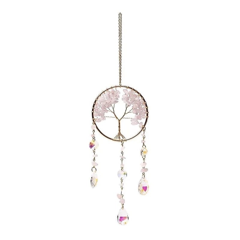 Attrape-soleil Arbre de Vie, Quartz Rose & Cristaux - Mobile