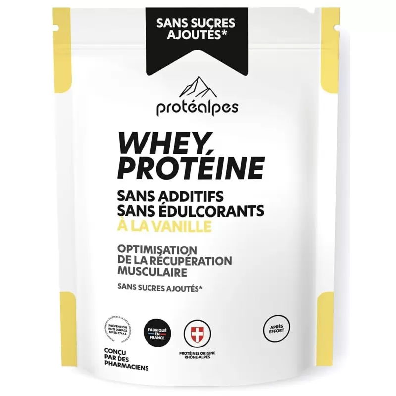 Whey Protéine Vanille - 750g - Sans Sucres Ajoutés - Protéalpes