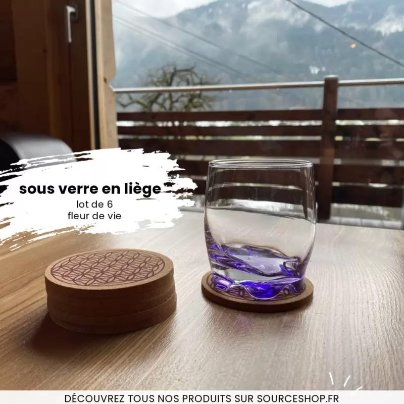 Lot de 6 Sous verres Fleur de Vie en liège