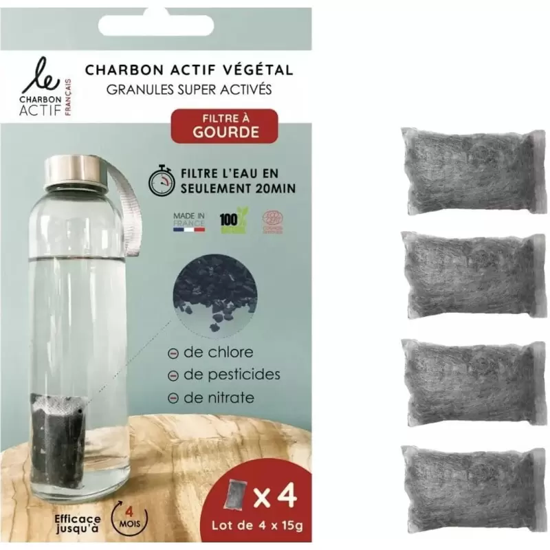 4 Filtres à gourde au charbon actif | Le Charbon Actif Français