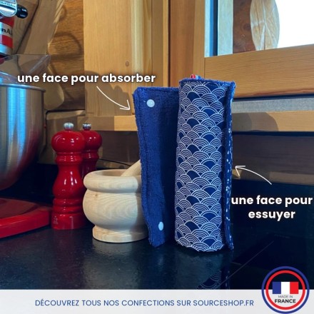 Rouleau Essuie-tout lavable & réutilisable BIO - Artisanal & Français