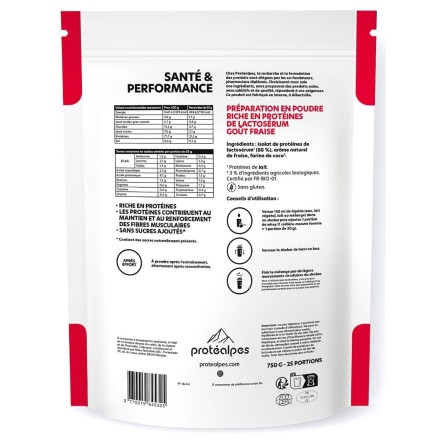 Whey Protéine Fraise - 750g - Sans Sucres Ajoutés | Protéalpes