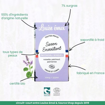 Savon au Patchouli Bio - Patchouli Sensuel - 100g - Louise émoi
