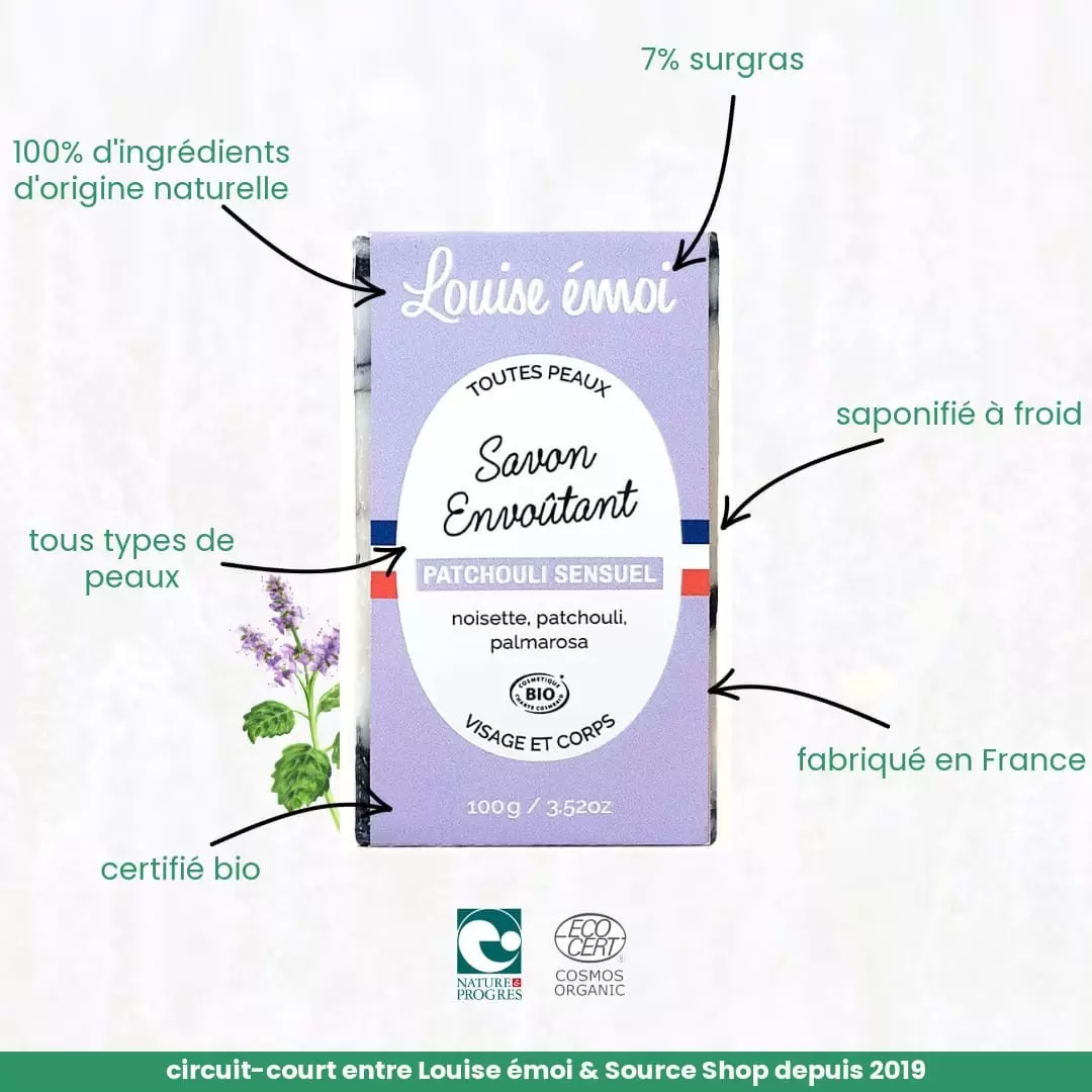 Savon Patchouli Sensuel bio saponifié à froid | Louise émoi